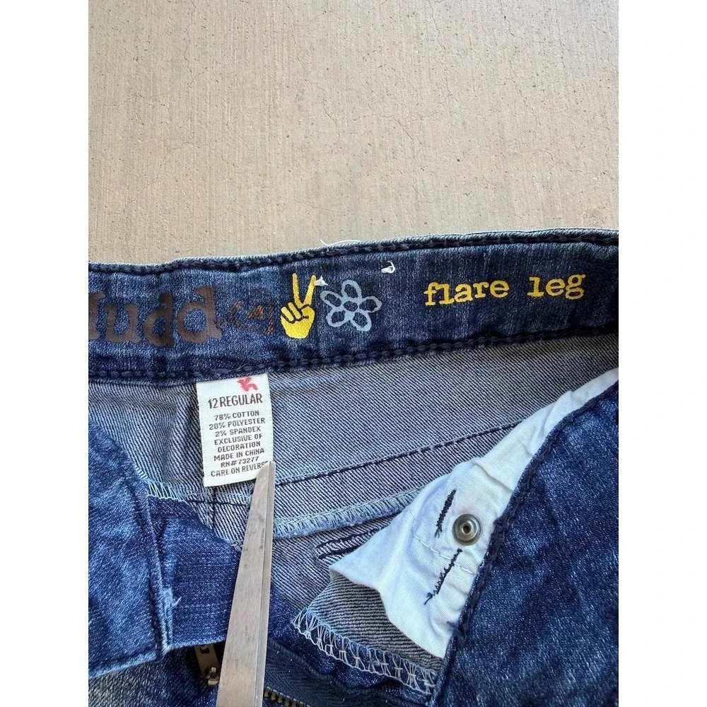 Mudd Y2K Flare Jeans 26" Waist Blue Distressed Low Rise Stretch Denim - Picture 3 of 10